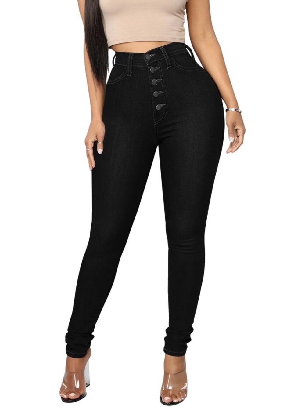 🆕Women's Black High Waist Stretch Butt Lifting Skinny Colombian Jeans